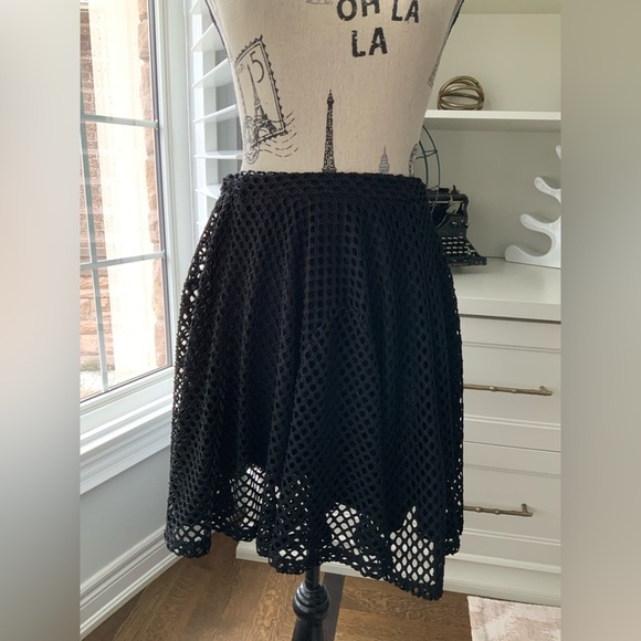 selected Femme Dresses & Skirts - SELECTED FEMME Sydney Mesh Net Black Skater Skirt Mid Length Women’s SZ XS/Small